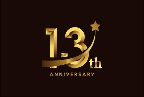 Golden 13 year anniversary celebration l... | Premium Vector #Freepik #vector #13 #star-logo #number-logo #anniversary 13 Anniversary, 13 Year Anniversary, Company Banner, Professional Group, Star Symbol, Number Logo, 13th Anniversary, 10 Logo, Church Poster Design