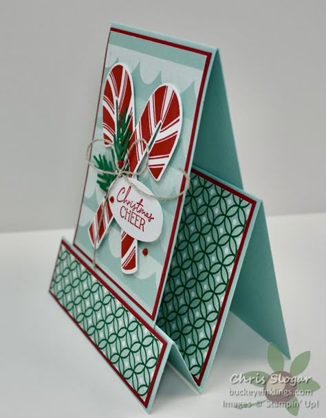 Stampin Up Candy Cane Dies, Stampin Up Sweetest Christmas, Sweet Candy Canes, Candy Cane Cards, Step Card, Creative Juice, Card Creative, Card Candy, Fun Folds