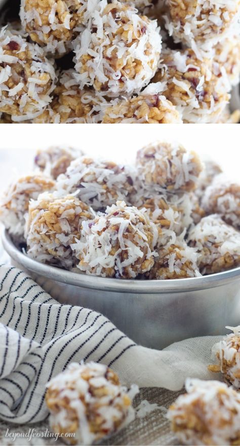 Cookies With Rice Krispies, Coconut Date Balls, Rice Krispies Cereal, Rice Krispies Recipe, Coconut And Vanilla, Date Balls, Date Cookies, Date Recipes, Candy Recipes Homemade