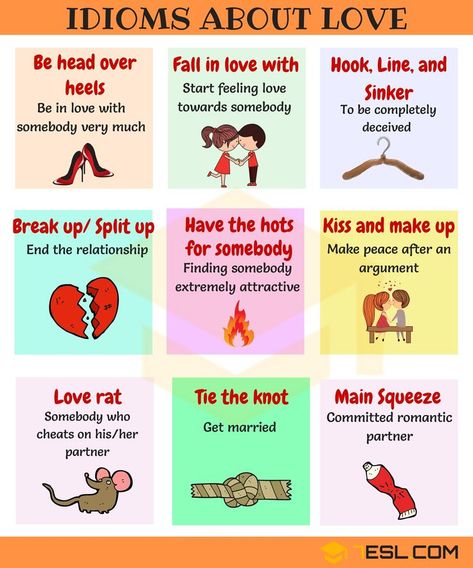 Commonly Used People Idioms in English | 7 E S L #idiom #anglais #english Idioms About Love, Love Idioms, Idioms In English, Idioms And Proverbs, Idiomatic Expressions, Idioms And Phrases, Sayings And Phrases, English Vocab, English Writing Skills