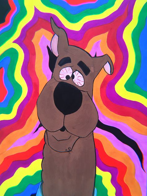 High Scooby Doo Painting, Scooby Doo Graffiti, Trippy Scooby Doo Painting, Scooby Doo Art Trippy, Scooby Doo Trippy, Scooby Doo Canvas Painting, Scooby Doo Drawing Easy, Cartoon Stoners, Scooby Doo Drawings