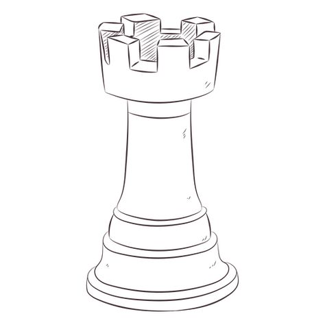 Rook chess piece line art PNG Design Chess Doodle, Chess Pieces Drawing, Chess Piece Drawing, Grandad Tattoo, Chess Drawing, Chess Piece Tattoo, Chess Tattoo, Chess Design, Doddle Art