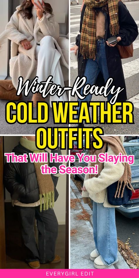 cold weather outfit, cold weather outfits, cold weather outfits 2024, cold weather outfit ideas. Boho Outfits Cold Weather, Cute Cold Weather Outfits Casual Winter Layers, Cold Weather Outfit Inspiration, 10 Degree Weather Outfit Winter, What To Wear To A Cold Football Game, Layers For Cold Weather, Cold Weather Casual Outfits Comfy, 48 Degree Weather Outfit, Cute Outfits For Cold Days