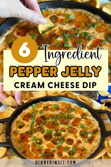 This 6-ingredient Pepper Jelly Cream Cheese Dip is insanely delicious and will be your new favorite appetizer. It's gooey and warm with cheddar cheese, bacon, and has some heat thanks to store-bought pepper jelly. It's sure to be a hit at your next party! Pepper Jelly And Cream Cheese Appetizers Ritz Crackers, Red Pepper Jelly Recipe Dip, Pepper Jelly Cheese Dip Baked, Cream Cheese Bacon Pepper Jelly Dip, Pepper Jelly Dip Recipes, Cowboy Candy Cream Cheese Dip, Pepper Jelly Bacon Cheese Dip, Cheesy Bacon Pepper Jelly Dip, Warm Pepper Jelly Cheese Dip