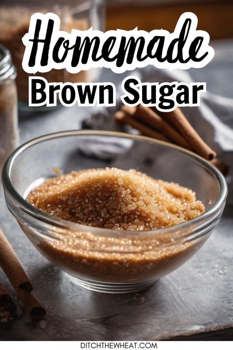 A simple recipe for how to make brown sugar using ingredients you have in your pantry. This recipe only takes 5 minutes to make! How To Make Brown Sugar, Flourless Mug Cake, Homemade Brown Sugar, Easy Treats To Make, Make Brown, Make Brown Sugar, Gluten Free Meal Plan, Food Substitutions, Cake Blog