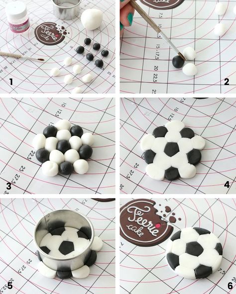 Kue Fondant, Toppers Cupcakes, Soccer Ball Cake, Tårta Design, Torte Creative, Soccer Cake, Ball Cake, Sport Cakes, Torte Cupcake