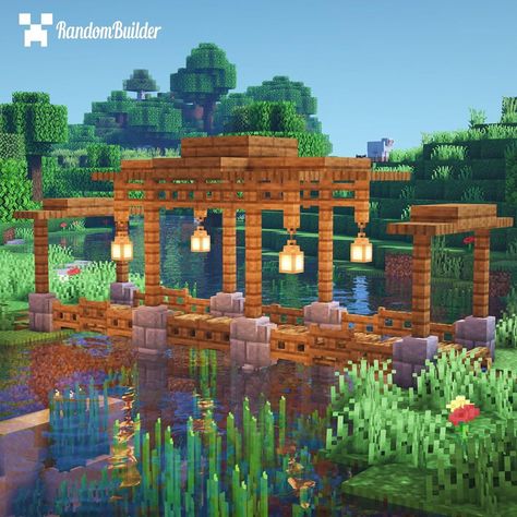 2,247 Likes, 17 Comments - Random | Minecraft Builder (@randombuildermc) on Instagram: “Roofed Bridge Tutorial! (Link in Bio) Follow @randombuildermc for more #Minecraft Content!…” Minecraft Bridge, Minecraft Garden, Capas Minecraft, Minecraft Structures, Minecraft Interior Design, Bangunan Minecraft, Minecraft Cottage, Minecraft House Tutorials, Minecraft Room