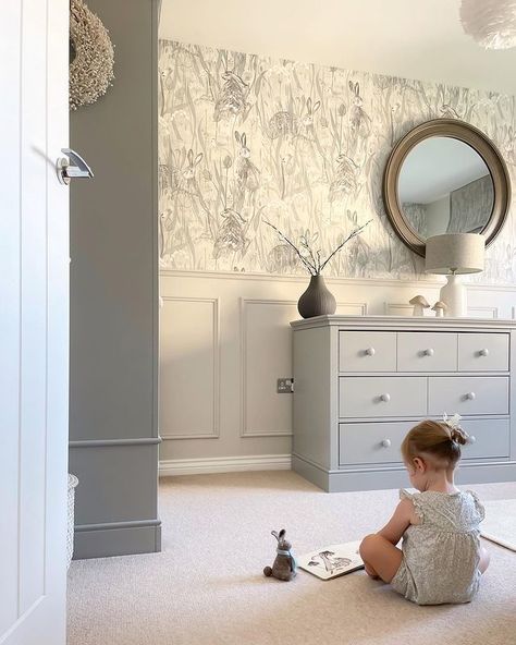 Sanderson on Instagram: "Our Dune Hares wallpaper makes for a perfect tranquil nursery scheme. @fiveatnumberthree Wallpaper: Dune Hares" Nursery Room Design, Baby Room Inspiration, Nursery Room Inspiration, Baby Room Design, Nursery Baby Room, October 21, Baby Bedroom, Baby Boy Rooms