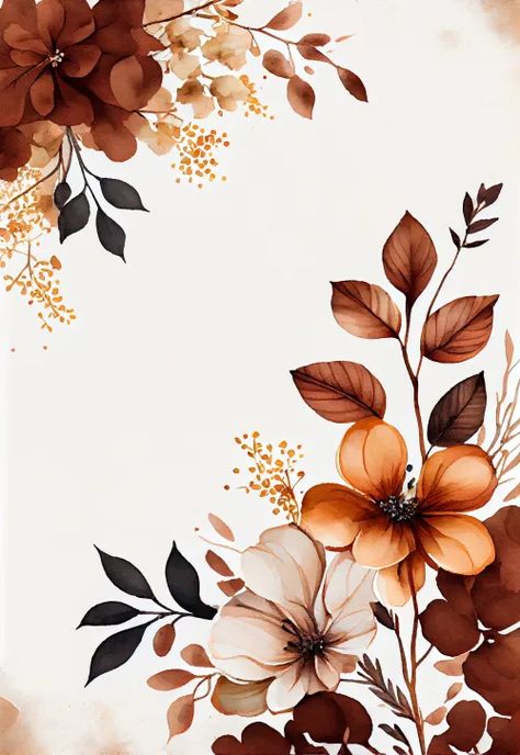 Free Watercolor Brown Flower Background Image Brown Flower Background, Brown Floral Background, Border Flower Design, Digital Flowers Design, Brown Background Design, Brown Floral Wallpaper, Envelope Png, Earthen Elegance, Modern Watercolor Art