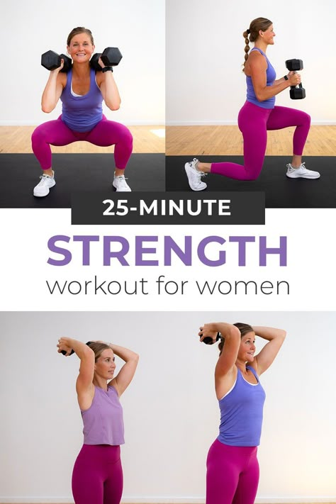 Strength Training With Free Weights, At Home Strength Workout, 30 Min Dumbell Workout For Women, 20 Minute Dumbbell Workout, Beginner Full Body Dumbbell Workout, Beginner Dumbell Workout For Women, Free Weights Workout For Women, Dumbbell Workout For Beginners, Low Impact Strength Training