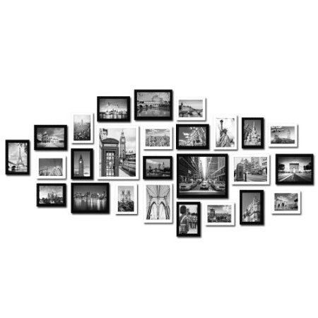 Large Multi Picture Photo Frames Wall Set 26 Pieces Set (White And Black): Amazon.co.uk: Kitchen & Home Photo Frames Wall, Family Picture Frame Wall, Multi Picture Frames, Family Picture Frames, Gallery Wall Layout, Wall Frame Set, Frames Wall, Diy Photo Frames, Multi Picture