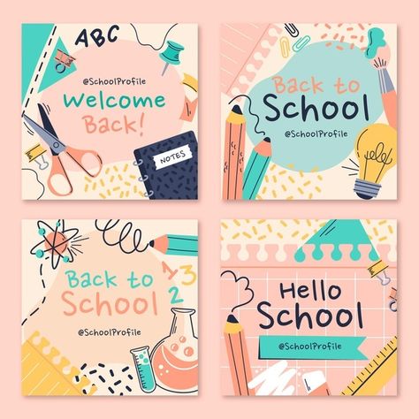 School Instagram Post, School Instagram, Nursery Illustration, Advertising Graphics, School Illustration, Watercolor Paper Texture, 광고 디자인, School Labels, School Banner