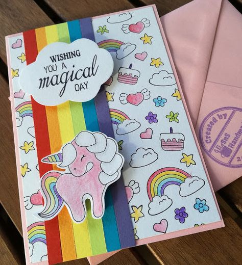 Unicorn Greeting Cards Diy, Unicorn Card Diy, Unicorn Birthday Cards Handmade, Unicorn Cards Handmade, Diy Unicorn Birthday Card, Unicorn Cards, Flower Wall Hanging Decor, Room Hanging Decor, Cards Diy Easy