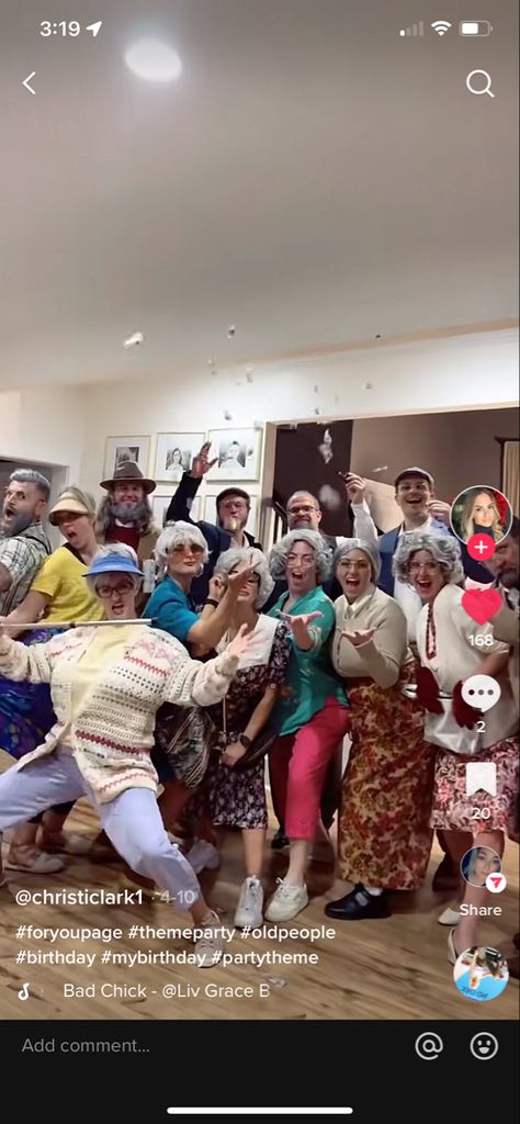 Old Af Party Theme, Geriatric Themed Birthday Party, Granny Theme Party Ideas, Granny Birthday Party Ideas, Old Person Themed Birthday Party, Bar Crawl Themes Costumes, Old People Themed Party, Old Person Theme Party, Grannies Night Out Ideas