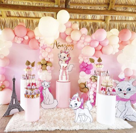 Pusheen Birthday Decorations, Marie Aristocats Birthday Party, Marie Cat Birthday Party, Aristocats Party, Pusheen Birthday, Kitten Birthday Party, Cat Themed Birthday Party, 1st Birthday Girl Decorations