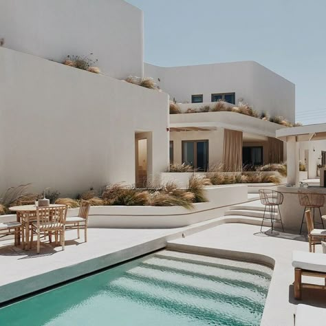 Backyard Ideas Luxury, Bedroom Ideas Floor, Bedroom Design Luxury, Santorini House, Home Decor Videos, Dubai Houses, Design Backyard, Mediterranean Architecture, Dream Beach Houses