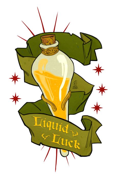 Liquid Luck, Felix Felicis, Half Blood Prince, Half Blood, Wizarding World, Glass Bottle, Great Britain, Cork, Harry Potter