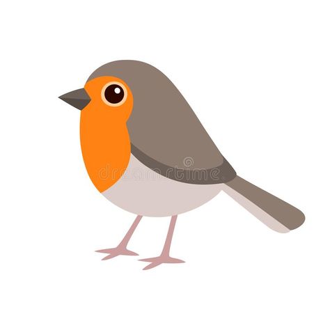 Robin Bird Drawing Simple, Robin Svg Free, Kawaii Robin Bird, Cartoon Robin Bird, Cute Robin Drawing, Robin Drawing Simple, Bird Illustration Simple, Simple Bird Illustration, Bird Drawing Simple