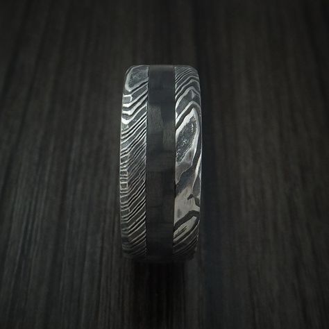 Carbon Fiber Rings, Damascus Steel Ring, Hammered Band, Ring Shapes, Carbon Black, Men's Ring, Damascus Steel, Steel Ring, Damascus