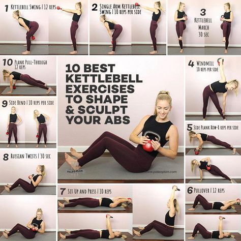 Kettlebells are compact, easy to use, and versatile. They allow you to build strength and get a blast of fat-burning cardio at the same time. Exercises With A Kettle Bell, Squat With Kettle Bell, Kettlebell Oblique Exercises, Sitting Kettle Bell Exercises, Kettle Abs Workout, Simple Kettlebell Exercises, Daily Kettlebell Workout, Kettlebell Mom Pooch, Cowbell Exercises