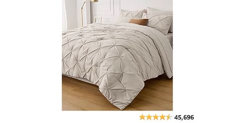 Amazon.com: Bedsure Beige Comforter Set Queen - Bed in a Bag Queen 7 Pieces, Pintuck Bedding Sets Beige Bed Set with Comforter, Sheets, Pillowcases & Shams : Home & Kitchen Pintuck Bedding, Pintuck Comforter, Cali King Bed, Full Size Comforter Sets, Beige Comforter, King Size Comforter Sets, Solid Bed, Queen Size Comforter, Cal King Bedding