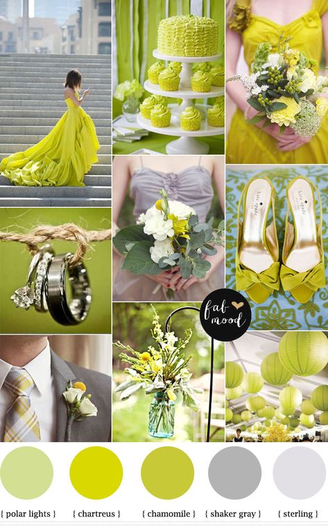 Chartreuse Wedding, Lime Green Weddings, Wedding Decor Photos, Chartreuse Color, Color Schemes Colour Palettes, Modern Color Palette, Wedding Palette, Wedding Theme Colors, Wedding Color Palette