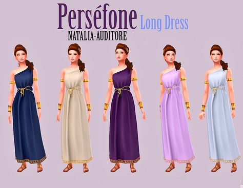 Perséfone Greek Dress [normal and long] Greece Dress, Roman Clothes, Greek Dress, Sims Stories, Sims Packs, Sims 4 Anime, Sims 4 Children, Sims 4 Dresses, Sims 4 Mm