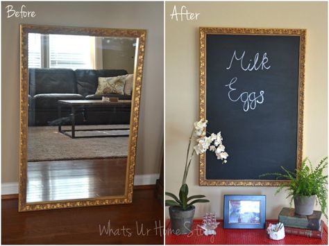 Chalkboard Mirror, Chalkboard Projects, Make A Chalkboard, Make A Photo Collage, Dining Room Blue, Diy Chalkboard, Furniture Rehab, Create Decor, Board Decoration