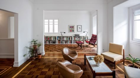 Lisbon Apartment, Interior Design Examples, Oak Parquet Flooring, Wood Parquet Flooring, Minimal Interior Design, Minimalist Apartment, Interior Minimalista, Wood Parquet, Minimalist Interior Design