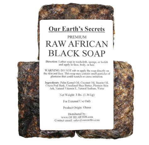 100% Natural Raw African Black Soap - Premium
Product Origin: Ghana
3 Lbs. (2721 grams) of Premium Raw African Black Soap
Ingredients: Palm Kennel Oil, Coconut Oil, Stearin Oil, Cocoa Pod Husk, Unrefined Shea Butter, Plantain Skin Ash, Natural Vitamin E, Natural Sodium, Water Raw African Black Soap, Denture Adhesive, Emu Oil, Skin Lightening Cream, High Hair, Unrefined Shea Butter, African Black Soap, Lightening Creams, Palm Kernel Oil