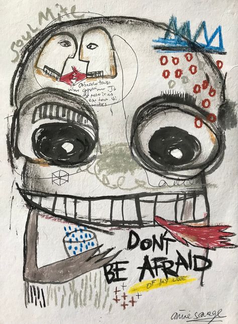 Title: 'DONT BE AFRAID' Original Artwork by Arūnė Size: 9.5 x 12.5 inches  Contemporary Neo-Expressionism.  ✪ MORE DETAILS * UNSTRETCHED / NO FRAME * ON PAPER  * SHIPPED IN HARD TUBE * FREE USA SHIPPING * SIGNED BY ARTIST  ✪  I'm Arūnė, the crazy creator and artist behind all the pieces you see here.  I am passionate about the human body and the forms it takes. I get excited about travel and art, and different backgrounds of shadows and light. I create art of all forms. I paint, photograph and w Self Identity Art, Suffering Artwork, Weird Art Painting, Neo Expressionism Art, Messy Painting, Shadows And Light, Painting Background, I Am Passionate, Crazy Art