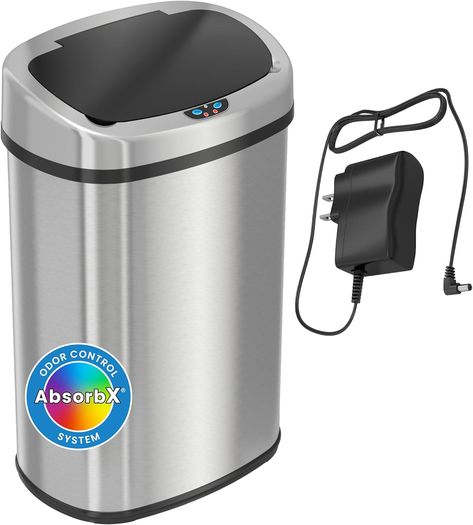 UNCONDITIONAL PROMISE – Your 100% satisfaction is assured and backed by a Full-Service Manufacturer's Promise including Parts and Dedicated Customer Support.
This deal includes AC Power Adapter for battery-free operation. ABS plastic
100% Touchless Infrared Motion Sensor – No need to touch the lid! Just the motion of your hand opens the lid automatically 13 Gallon Trash Can, Office Toilet, Living Room Garage, Kitchen Trash Can, Deep Cleaning Hacks, Kitchen Trash, Kitchen Trash Cans, Garbage Bin, Trash Bin