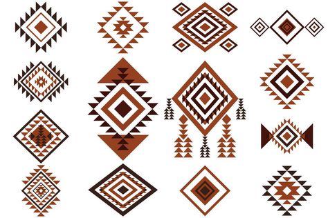 Aztec ethnic motif. Native american geometric pattern, colored mexican tribal art elements for logo tattoo fabric design. isolated set. Colorful ancient culture symbols or ornament by set. Native American Designs Pattern Art, Native American Art Pattern, Native American Fabric, Wooden Inlay, Mexican Pattern, Navajo Pattern, Native American Patterns, Traditional Ornaments, Art Elements