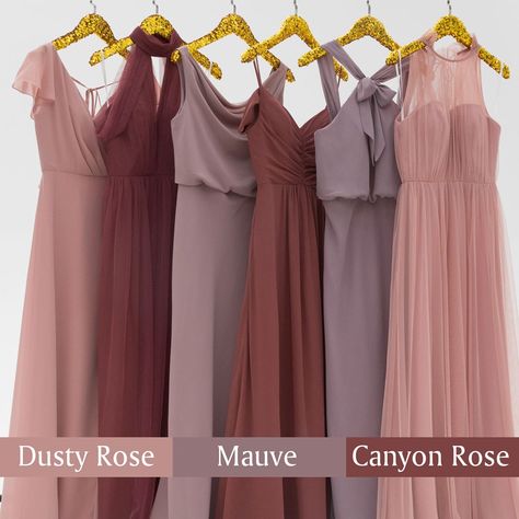 Tulle & Chantilly on Instagram: “Check out the three popular colors for bridesmaid dresses and which one is your fav? Dusty rose, mauve and canyon rose. . . .…” Colors For Bridesmaid Dresses, Canyon Rose, Mauve Wedding, Quince Ideas, Dusty Rose Color, Bridal Party Dresses, Popular Colors, Popular Color, Which One Are You