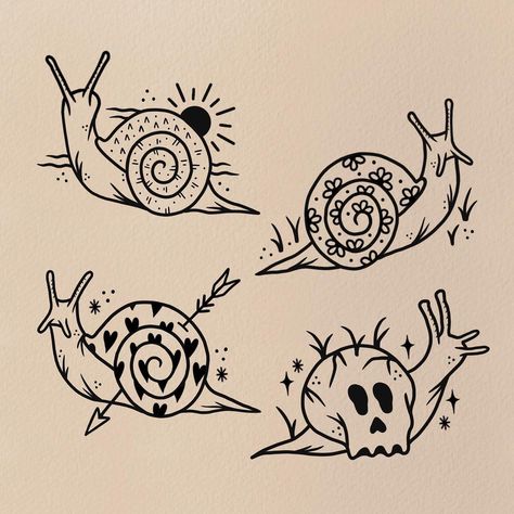 jade on Instagram: “✨🐌 snail flash ~ part two 🐌✨ some funky new slime friends for your skin. all repeatable and available when my books open. i’ll be opening…” Snail Tattoo Simple, Tattoos Practice, Trippy Tattoo Ideas, Snail Tattoo, Trippy Drawings, Stick N Poke, Books Open, Alien Tattoo, Stick And Poke