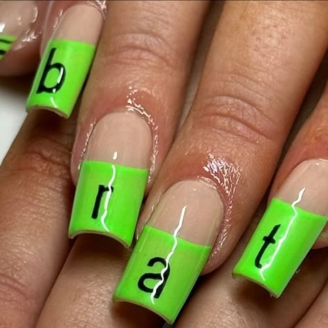 𝓢𝓽𝓮𝓹𝓱 𝓕𝓸𝓻𝓽𝓾𝓷𝓪 🍒 on Instagram: "365 party girl 💚 brat nails inspired by @charli_xcx new album that everyone is loving rn ✨  for miss @beba_mou 💅🏽 don’t worry a client consult is coming for this one 😉   #bratstyle #charlixcx #bratcharlixcx #bratnails #nails #naildesign #thickfrenchies #thickfrenchtips #y2knails #y2kaesthetic #y2kfrench #nailart #nailartlover #nailaddict #nailtech #nailartist" Brat Nails Acrylic, Charli Xcx Nails, Brat Nails, Nails Inspired, Goth Nails, Brat Style, Y2k Nails, 19th Birthday, Party Girl