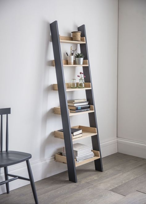 7 ways to style the ultimate shelfie Ladder Shelf Decor, Traditional Bookcases, Shelf Ladder, Ladder Bookshelf, Shelving Design, Oak Shelves, Ladder Shelf, Interior Furniture, Indoor Furniture