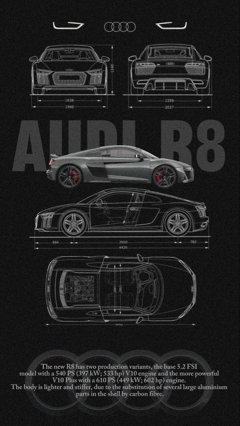 Audi Poster Design, Car Graphic Design Ideas, Audi R8 Black Wallpapers, Car Poster Ideas, Audi R8 Poster, Iphone Poster Design, Car Posters Design, Black Cars Aesthetic, Audi R8 Aesthetic