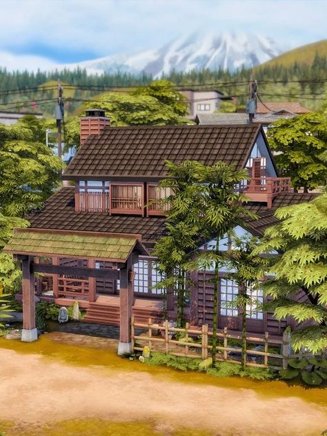 Kevin ❄️ auf X: „My Sims will be going on a trip to Mt. Komorebi soon, and I've finished building this "Kintsugi Rental House". It may look a little too fancy for them, but there will be an explanation in the story. Building in Mt. Komorebi is my form of therapy. #ShowUsYourBuilds 📸⬇️ https://t.co/9nn3lygxBZ“ / X Sims4 Lots, Japanese Alps, Snowy Escape, Bloxburg Inspiration, Sims Lots, Mt Komorebi, Sims 4 Save File, Mount Fuji Japan, Sims World