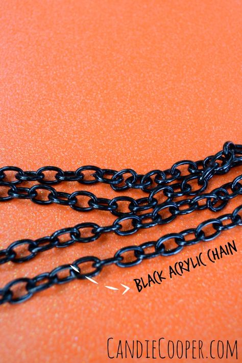 DIY Halloween Party Jewelry - Candie Cooper Diy Halloween Chains, Diy Halloween Party, Halloween Necklace, Halloween Party Diy, Black Acrylic, Black Acrylics, Halloween Jewelry, Black Necklace, Party Jewelry