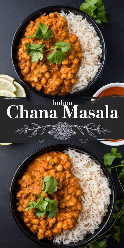 Indian Chana Masala: a rich, flavorful curry made with chickpeas, tomatoes, and a blend of aromatic spices. Perfect with rice or naan for a wholesome, vegan-friendly meal! Chickpea Chana Masala, Easy Indian Dishes For Beginners, Quick And Easy Dinner Recipes Vegetarian Indian, Chana Masala Recipe Easy, Indian Chick Pea Recipes, Chana Masala Recipe, Chickpea Masala, Chole Masala, Marsala Recipe