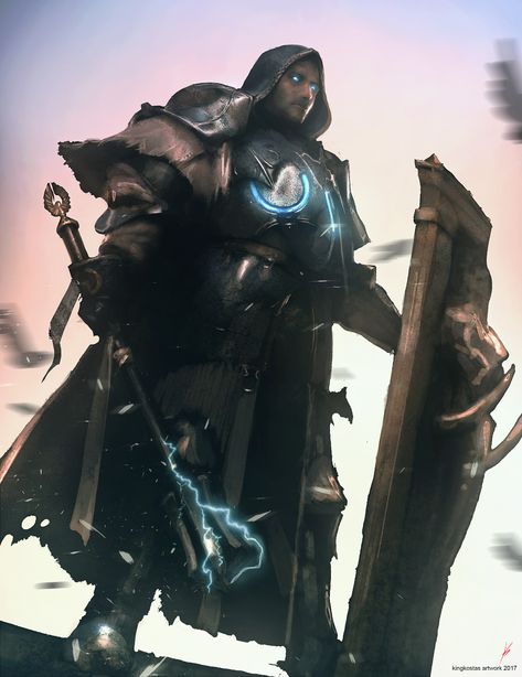 ArtStation - Thunder Paladin, Konstantinos Skenteridis Dnd Cleric, Battle Mage, Illustration Fantasy, Heroic Fantasy, The Lone Ranger, Dungeons And Dragons Characters, Dnd Art, Fantasy Armor, Fantasy Warrior