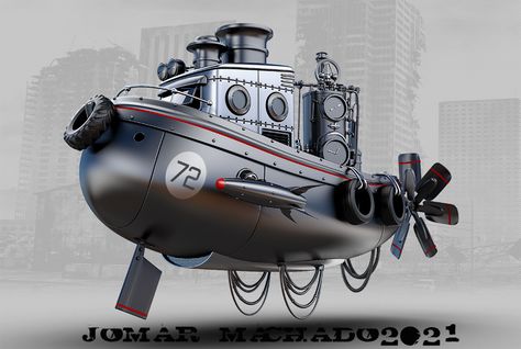 ArtStation - Flying Boat, steam or diesel powered?, Jomar Machado Ship Boat, Flying Boat, Art Sketchbook, Submarine, Sci-fi Spaceship, Iron Man, Steam, Sketch Book, Art Design