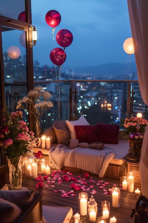 valentines day decor valentines home decor small balcony ideas Romantic Home Dates, Romantic Room Surprise, Romantic Room Decoration, Romantic Date Night Ideas, Romantic Bedroom Decor, Romantic Room, Romantic Bedroom, Apartment Balcony Decorating, Romantic Homes