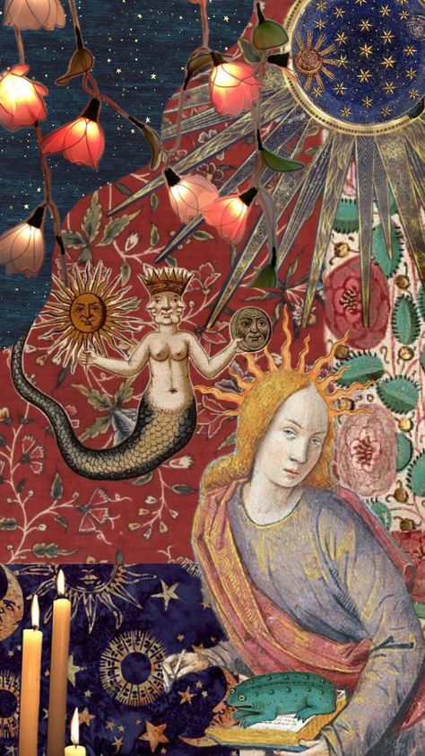 🌜✨medieval magic ✨🌛 . #medieval #magic #whimsigoth #medievalart #art #collageart Fantasy Maximalism, Medieval Revival Aesthetic, Maximalism Wallpaper, Medieval Paintings Aesthetic, Aesthetic Medival Painting, Medieval Art Wallpaper Pc, Whimsigoth Art, Medieval Wallpaper, Bright Medieval Aesthetic