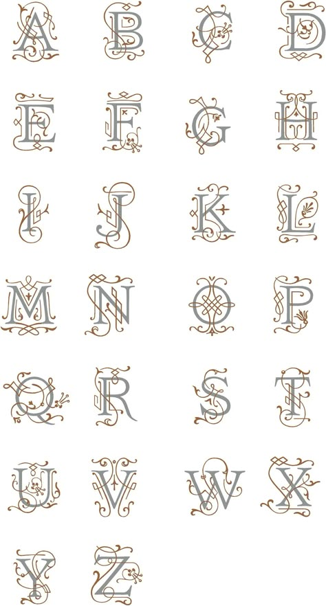 Monogram Lettering Alphabet, Fancy Lettering Fonts, Fancy Monogram Decal, Art Nouveau Font, Tattoo Letters, Decorative Typography, Free Monogram Fonts, Omerta Tattoo, Elegant Monogram