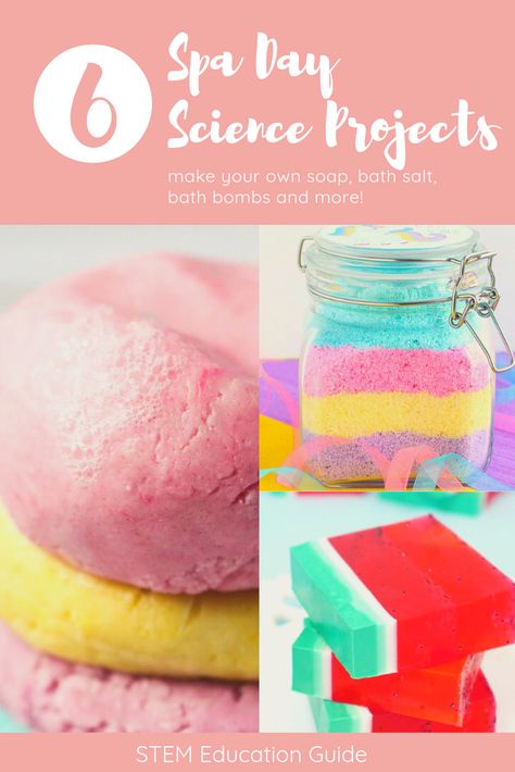 Awesome science experiments for a party! Make soap, bath salts, fizzy bath bombs and more!! Spa Day Activities, Spa Science, Spa Day For Kids, Babysitting Tips, Soft Play Dough, Fun Homemade Gifts, 2023 Birthday, Summer Stem, Diy Spa Day