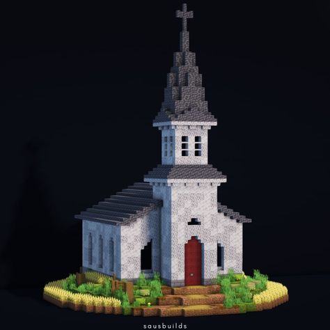 Minecraft Chapel Ideas, Medieval Church Minecraft, Church Minecraft Ideas, Chapel Minecraft, Minecraft Church Interior, Minecraft Chapel, Minecraft Shrine, Spooky Minecraft, Windmill Minecraft