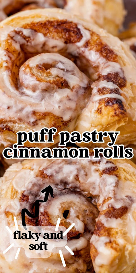 Discover the ultimate weekend brunch treat with our Puff Pastry Cinnamon Roll recipe! Quick and easy, these flaky cinnamon rolls made from puff pastry are filled with a delicious cinnamon sugar mix. Perfect alongside your morning coffee, they're a delightful twist on traditional cinnamon rolls. Ideal for those who adore both puff pastry recipes and cinnamon rolls. #CinnamonRolls #PuffPastry #EasyBrunch #WeekendRecipe #BreakfastTreat Cinnamon Rolls From Puff Pastry, Easy Morning Pastries, Puff Pastry Cinnamon Roll, Puff Pastry Cinnamon Buns, Flaky Cinnamon Rolls Recipes, Praline Cinnamon Rolls, Puff Pastry Recipes Sweet Easy, Puffed Pastry Cinnamon Rolls, Puff Pastry Pastries