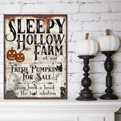 HAPPY HALLOWEEN | Shop Sales Events Antique Farmhouse Farm Halloween, Pumpkins For Sale, Farmhouse Halloween, Antique Signs, Sleepy Hollow, Oversized Wall Art, Fall Signs, Estilo Art Deco, Vintage Fall